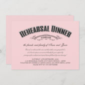 Vintages Abendessen in Rosa Hochzeit Probe einlade Einladung (Vorne/Hinten)