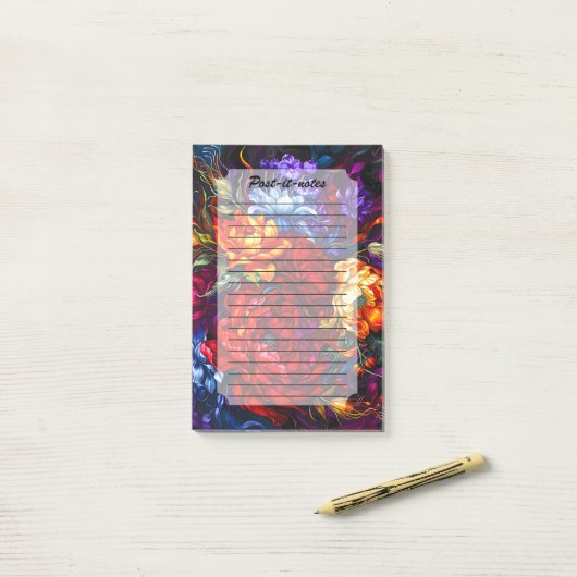 Vintages Abstraktes Blossom Post-it Klebezettel (Auf Schreibtisch)