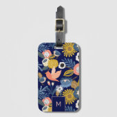 Vintages Abstraktes botanisches Muster und Vogelmu Gepäckanhänger (Vorderseite Vertikal)