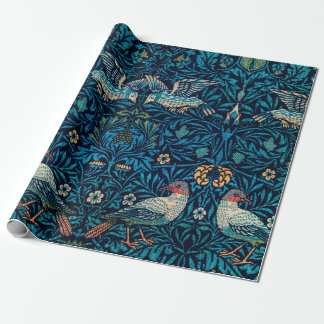 Vintages Abstraktes botanisches Muster und Vogelmu Geschenkpapier