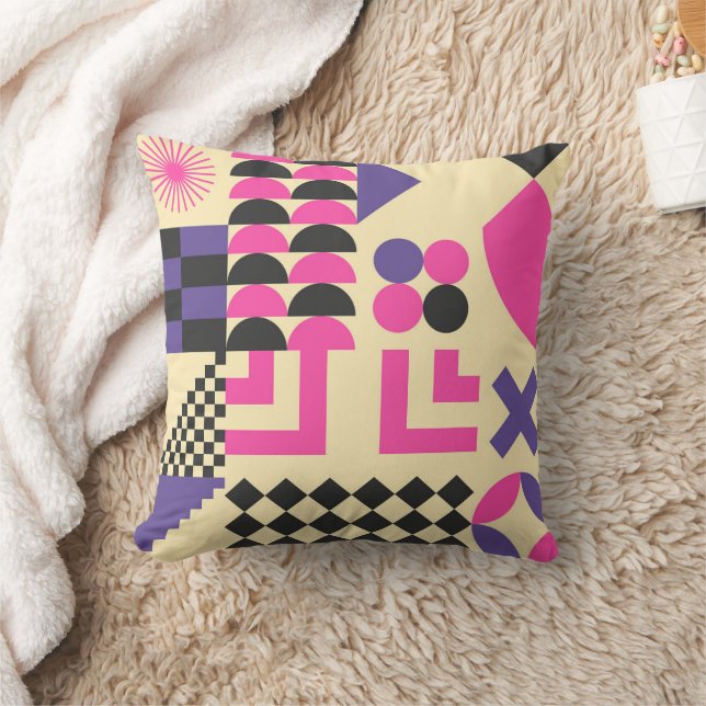 Vintages Abstraktes geometrisches Kunstmuster farb Kissen (Decke)