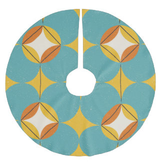 Vintages Abstraktes, geometrisches skandinavisches Polyester Weihnachtsbaumdecke