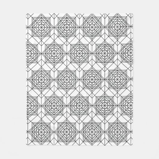 Vintages Abstraktes Muster in Schwarz und Weiß Fleecedecke (Vorderseite)