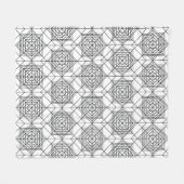 Vintages Abstraktes Muster in Schwarz und Weiß Fleecedecke (Vorderseite (Horizontal))