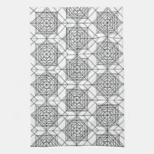 Vintages Abstraktes Muster in Schwarz und Weiß Geschirrtuch (Vertikal)