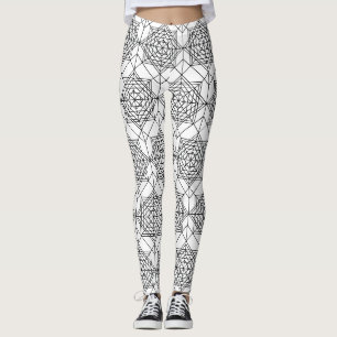 Vintages Abstraktes Muster in Schwarz und Weiß Leggings