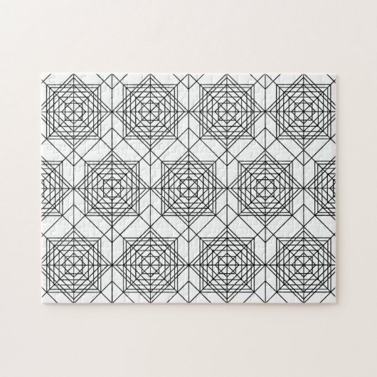 Vintages Abstraktes Muster in Schwarz und Weiß Puzzle (Horizontal)