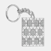 Vintages Abstraktes Muster in Schwarz und Weiß Schlüsselanhänger (Vorderseite links)