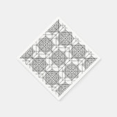 Vintages Abstraktes Muster in Schwarz und Weiß Serviette (Ecke)