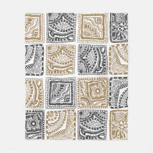 Vintages abstraktes, nahtloses Doodle-Muster. Schw Fleecedecke (Vorderseite)