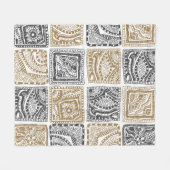 Vintages abstraktes, nahtloses Doodle-Muster. Schw Fleecedecke (Vorderseite (Horizontal))