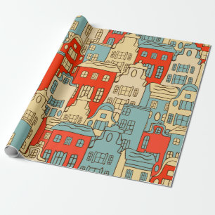 Vintages abstraktes Stadtbild nahtlos. Geschenkpapier