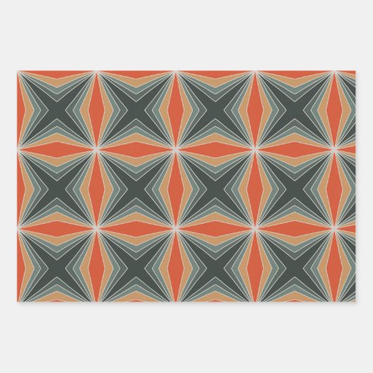 Vintages Abstraktes Weihnachtsmuster Geschenkpapier Set (Vorderseite 2)