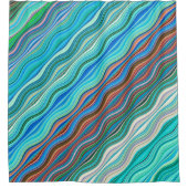 Vintages Abstraktes Wellenmuster | Duschvorhang (Vorderseite)