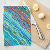 Vintages Abstraktes Wellenmuster | geschirrtuch (Viertel Falte)