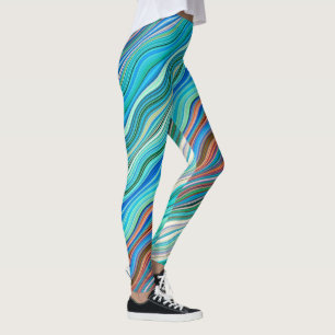 Vintages Abstraktes Wellenmuster   Leggings