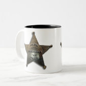 Vintages Abzeichen der Grammatikpolizei Zweifarbige Tasse (Vorderseite Links)