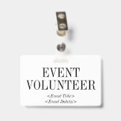 Vintages Abzeichen "EVENT VOLUNTEER" Ausweis (Rückseite mit Clip)