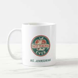Vintages Abzeichen für den besten Lehrer im Apfelb Kaffeetasse