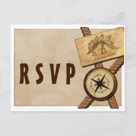 Vintages Adventure Wedding RSVP Postcard Einladungspostkarte (Vorderseite)
