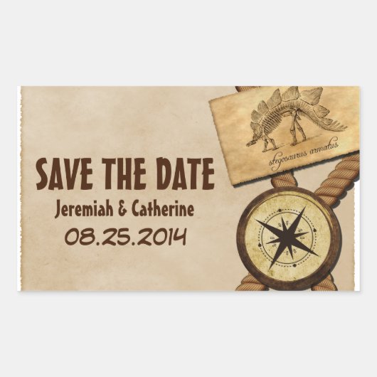 Vintages Adventure Wedding Save the Date Stickers (Vorderseite)