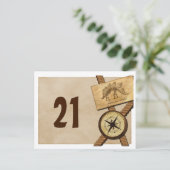 Vintages Adventure Wedding Tischnummer Postkarte (Stehend Vorderseite)