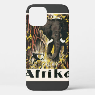 Vintages Afrika Reiseplakat, afrikanischer Elefant iPhone 12 Hülle