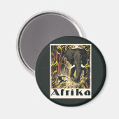 Vintages Afrika Reiseplakat, afrikanischer Elefant Magnet (Vorderseite/Rückseite)