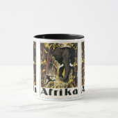 Vintages Afrika Reiseplakat, afrikanischer Elefant Tasse (Zentrum)