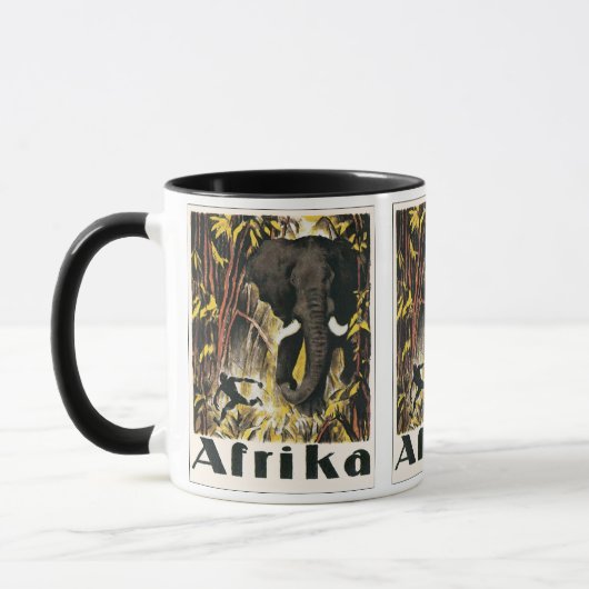 Vintages Afrika Reiseplakat, afrikanischer Elefant Tasse (Links)