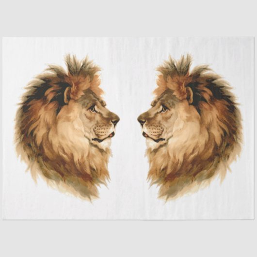 Vintages Afrika Wildtierion w Mane Decoupage Seidenpapier (Vorderseite)