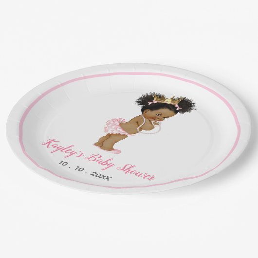 Vintages afrikanisches Baby Princess Pink Pappteller (Schrägansicht)