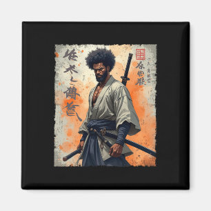 Vintages afrikanisches Samurai Afro American Bushi Magnet
