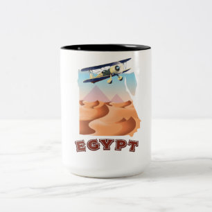 Vintages Ägypten Karte Reiseplakat Zweifarbige Tasse