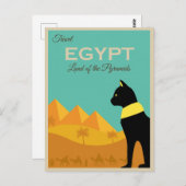 Vintages Ägypten Pyramiden Bastet Cat Travel Postkarte (Vorne/Hinten)