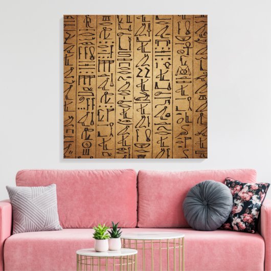 Vintages ägyptisches Hieroglyphiepapier drucken Leinwanddruck (Insitu (Wohnzimmer))