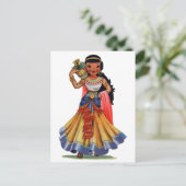 Vintages ägyptisches Mädchen in traditionellem Kle Postkarte (Stehend Vorderseite)