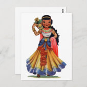 Vintages ägyptisches Mädchen in traditionellem Kle Postkarte (Vorne/Hinten)