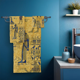 Vintages ägyptisches Ornament mit Lapiz Lazuli Badhandtuch Set