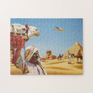 Vintages Ägyptisches Reiseplakat, Pyramide, Sphinx Puzzle