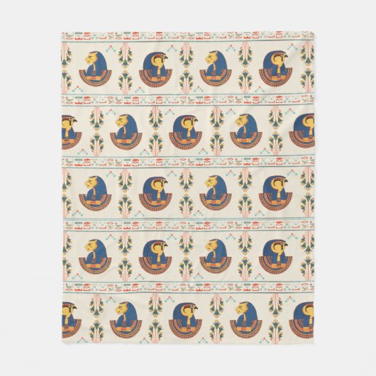 Vintages ägyptisches Tefnut-Muster Fleecedecke (Vorderseite)