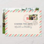Vintages Airmail Hochzeitdatum Neues Foto Save The Date (Vorne/Hinten)