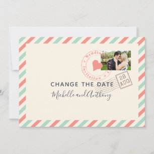 Vintages Airmail Hochzeitdatum Neues Foto Save The Date