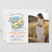 Vintages Airplane Baby Dusche Party Foto Einladung (Vorderseite)