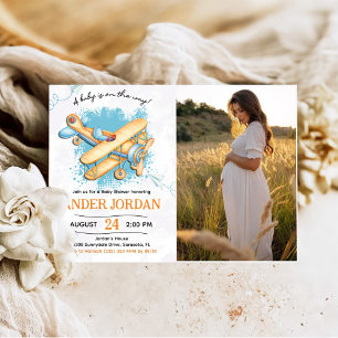 Vintages Airplane Baby Dusche Party Foto Einladung