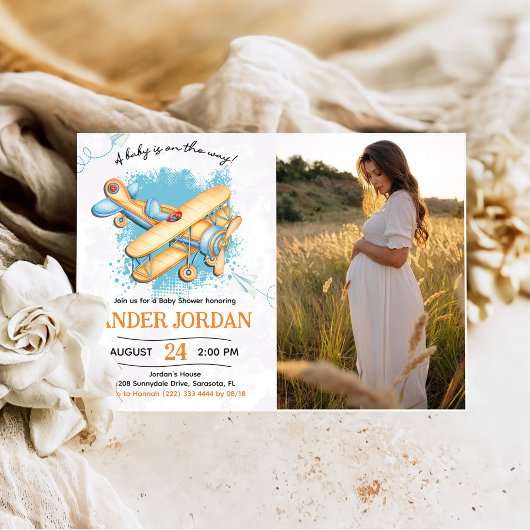 Vintages Airplane Baby Dusche Party Foto Einladung