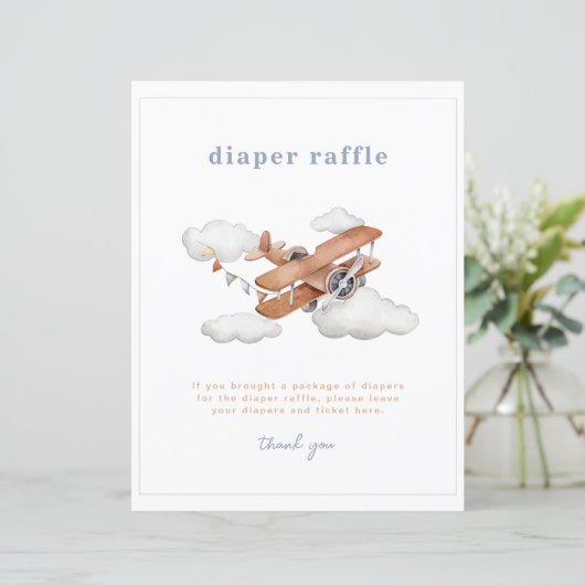 Vintages Airplane Babydusche-Windeln-Zeichen (Stehend Vorderseite)