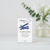 Vintages Airplane Flugzeug Blue Baby Diaper Raffle Begleitkarte (Stehend Vorderseite)