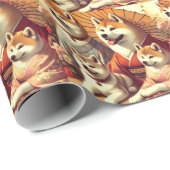 Vintages Akita Dog-Gemälde Geschenkpapier (Rolleneckpunkt)