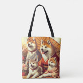Vintages Akita Dog-Gemälde Tasche (Rückseite)